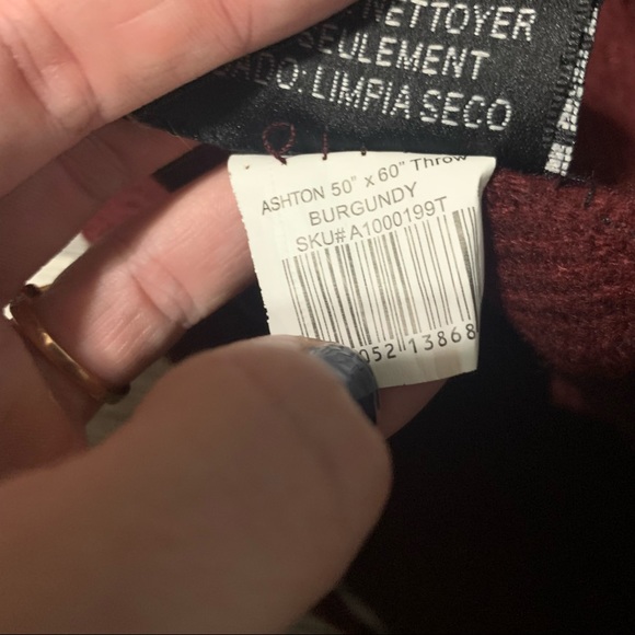 Ashton Burgundy Red W/Fringes Scarf; OS - Picture 6 of 7